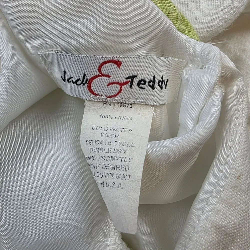 Jack & Teddy 100% Linen Ruffle Dress Size 4